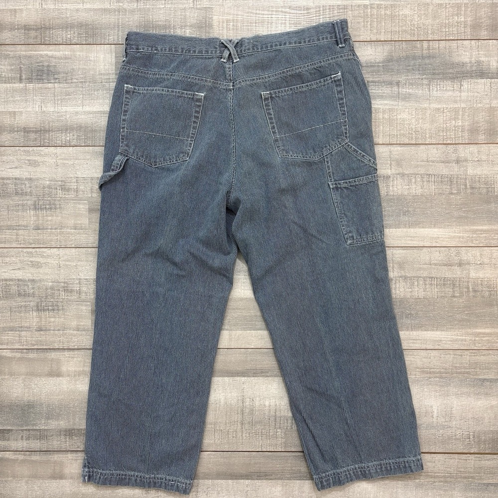 OshKosh B'gosh Vintage Hickory Striped Work Pants Railroad Women 12 Short Blue - Picture 10 of 16